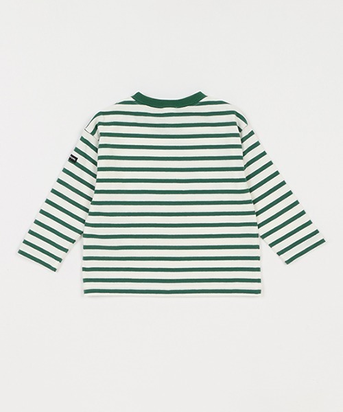 petit main（プティマイン）の「【& Re】厚天竺ボーダーＴ（Tシャツ/カットソー・キッズ・オフホワイト/ライトピンク/グリーン/オレンジ/ベージュ/ブラック・80ｃｍ/90cm/100cm/110cm/120cm/130cm）」の8枚目の写真