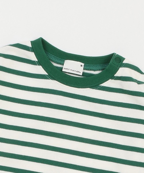 petit main（プティマイン）の「【& Re】厚天竺ボーダーＴ（Tシャツ/カットソー・キッズ・オフホワイト/ライトピンク/グリーン/オレンジ/ベージュ/ブラック・80ｃｍ/90cm/100cm/110cm/120cm/130cm）」の9枚目の写真