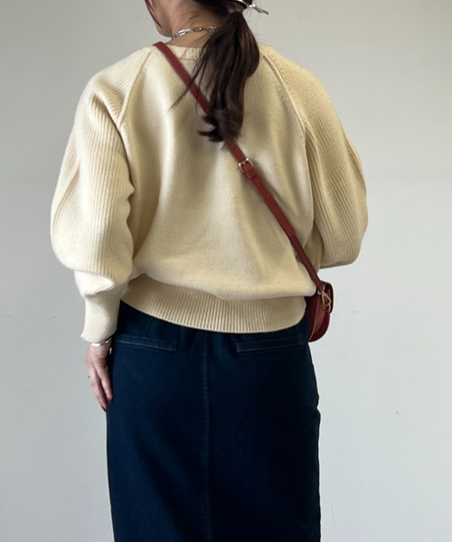 un dix cors（アンディコール）の「袖畦クルーネックニット（ニット/セーター・レディース・モカ/アイボリー/レッド・FREE）」の21枚目の写真