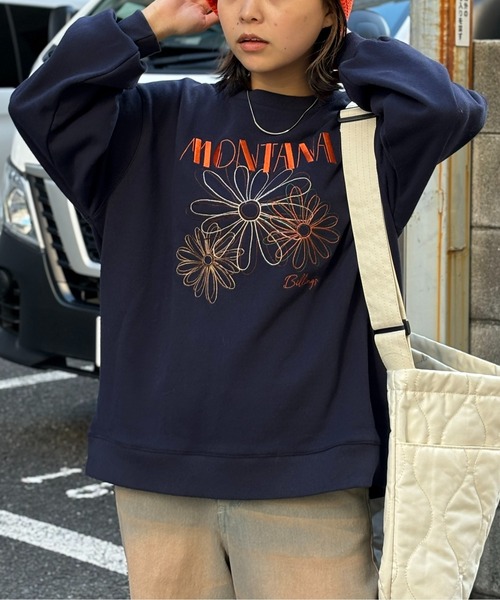 CPCM（シーピーシーエム）の「センハナ刺繍裏毛プルオーバー（スウェット・レディース・ネイビー/オフホワイト/チャコールグレー/グレー・FREE）」の4枚目の写真