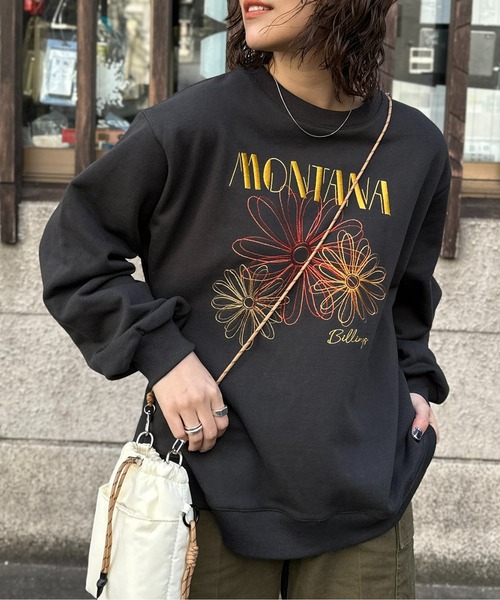 CPCM（シーピーシーエム）の「センハナ刺繍裏毛プルオーバー（スウェット・レディース・ネイビー/オフホワイト/チャコールグレー/グレー・FREE）」の2枚目の写真