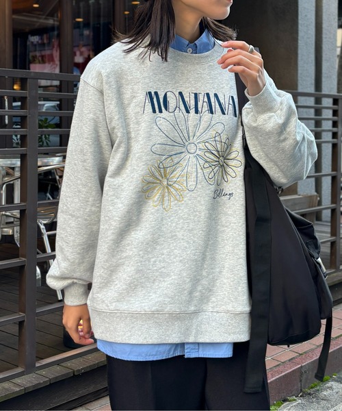 CPCM（シーピーシーエム）の「センハナ刺繍裏毛プルオーバー（スウェット・レディース・ネイビー/オフホワイト/チャコールグレー/グレー・FREE）」の13枚目の写真