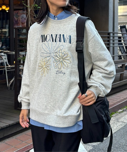 CPCM（シーピーシーエム）の「センハナ刺繍裏毛プルオーバー（スウェット・レディース・ネイビー/オフホワイト/チャコールグレー/グレー・FREE）」の14枚目の写真