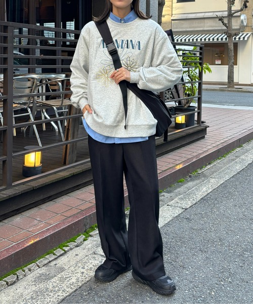 CPCM（シーピーシーエム）の「センハナ刺繍裏毛プルオーバー（スウェット・レディース・ネイビー/オフホワイト/チャコールグレー/グレー・FREE）」の15枚目の写真