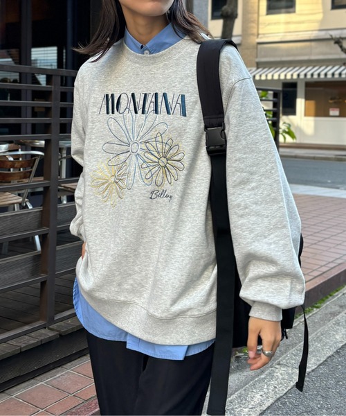 CPCM（シーピーシーエム）の「センハナ刺繍裏毛プルオーバー（スウェット・レディース・ネイビー/オフホワイト/チャコールグレー/グレー・FREE）」の19枚目の写真