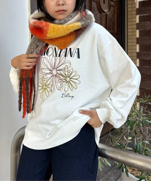 CPCM（シーピーシーエム）の「センハナ刺繍裏毛プルオーバー（スウェット・レディース・ネイビー/オフホワイト/チャコールグレー/グレー・FREE）」の20枚目の写真