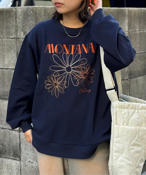 CPCM（シーピーシーエム）の「センハナ刺繍裏毛プルオーバー（スウェット・レディース・ネイビー/オフホワイト/チャコールグレー/グレー・FREE）」の22枚目の写真