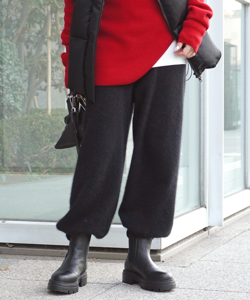 AP STUDIO(エーピーストゥディオ)の「【enrica/エンリカ】ラクーンミックス ニットパンツ(その他パンツ・レディース・ブラック・FREE)」の4枚目の写真