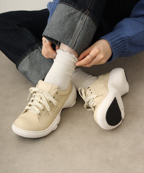 Re:getA（リゲッタ）の「レースアップシューズ（スニーカー・レディース・ブラック/ネイビー/マスタード/チャコール/ワイン/アイボリー・M/S/L）」の2枚目の写真