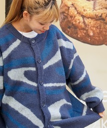 2WAY マーブル柄 クルーカーディガン / 2WAY Marble Pattern Crew Cardigan