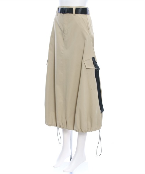 clear（クリア）の「裾ドロストミリタリースカート[低身長用サイズ有]（スカート・レディース・ブラック/ベージュ・F/XS）」の3枚目の写真