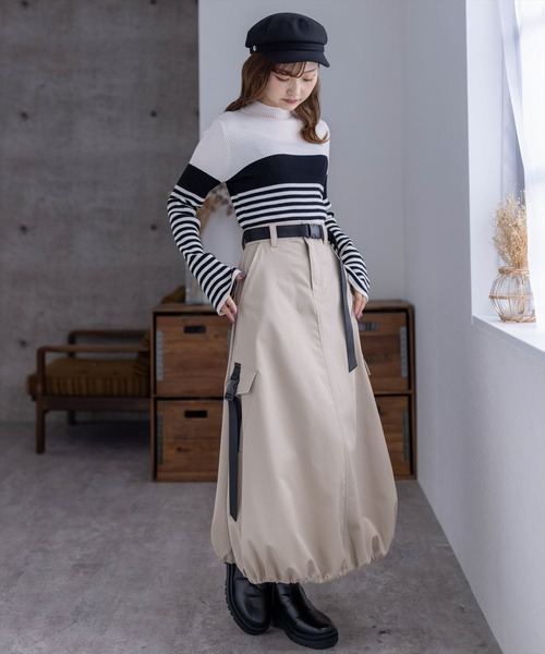 clear（クリア）の「裾ドロストミリタリースカート[低身長用サイズ有]（スカート・レディース・ブラック/ベージュ・F/XS）」の11枚目の写真