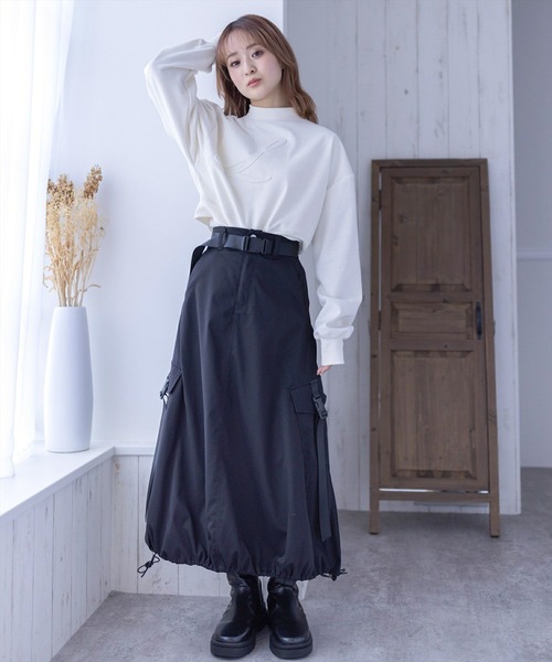 clear（クリア）の「裾ドロストミリタリースカート[低身長用サイズ有]（スカート・レディース・ブラック/ベージュ・F/XS）」の12枚目の写真
