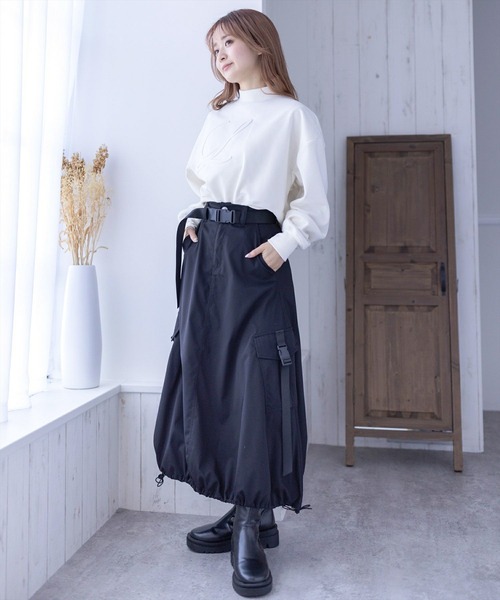 clear（クリア）の「裾ドロストミリタリースカート[低身長用サイズ有]（スカート・レディース・ブラック/ベージュ・F/XS）」の13枚目の写真