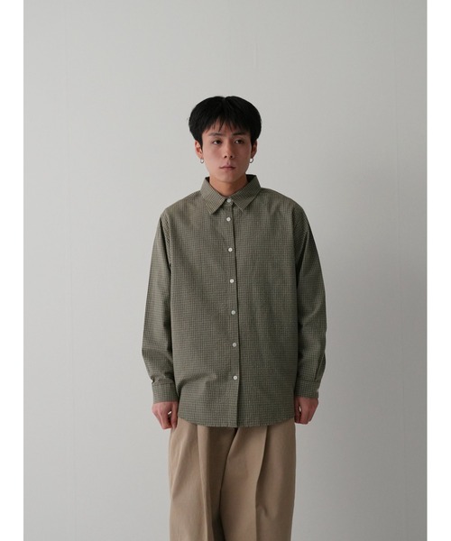Bargiee（バージー）の「ダブル ライン チェック シャツ 長袖 ユニセックス（シャツ/ブラウス・レディース・カーキ/ネイビー・FREE）」の3枚目の写真