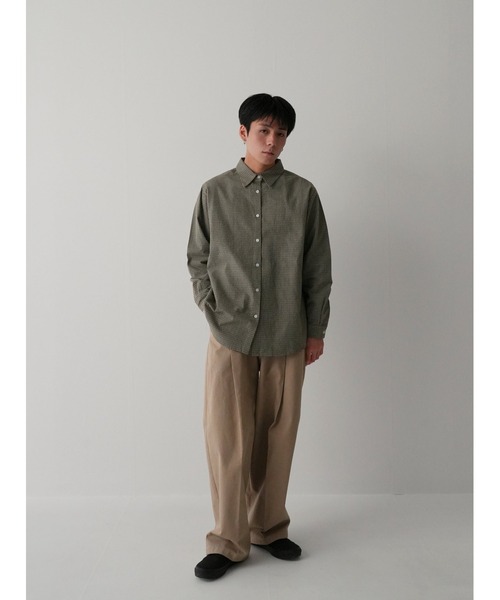 Bargiee（バージー）の「ダブル ライン チェック シャツ 長袖 ユニセックス（シャツ/ブラウス・レディース・カーキ/ネイビー・FREE）」の5枚目の写真