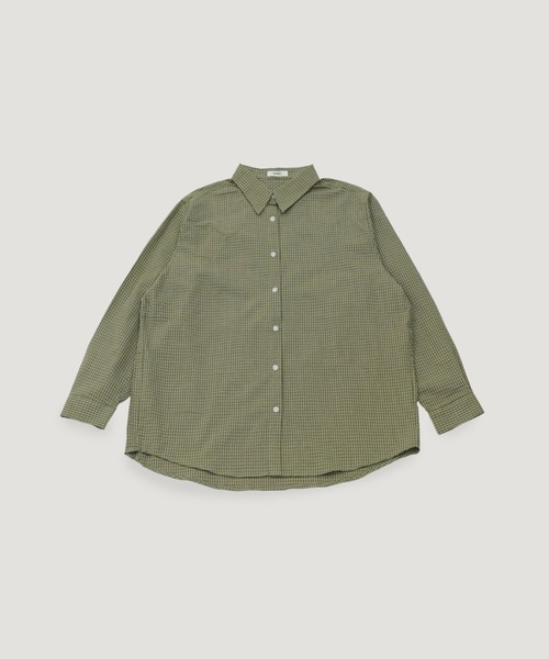 Bargiee（バージー）の「ダブル ライン チェック シャツ 長袖 ユニセックス（シャツ/ブラウス・レディース・カーキ/ネイビー・FREE）」の9枚目の写真