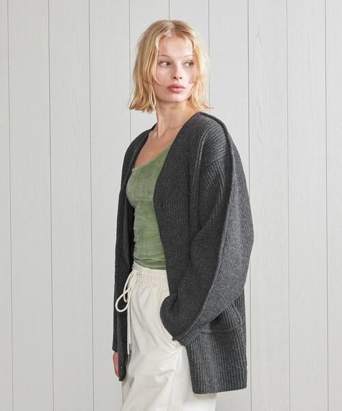 【美品】 H BEAUTY&YOUTH ウールナイロンリブカーディガン H BEAUTY&YOUTH UNITED ARROWS（エイチビューティーアンドユース