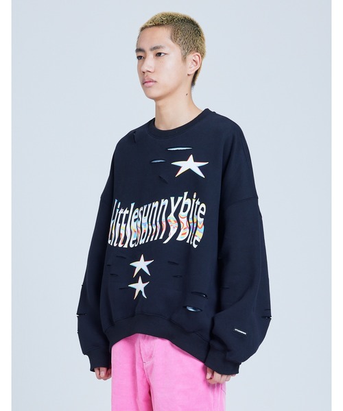 Little sunny bite（リトルサニーバイト）の「little sunny bite fake layered sweat crew（スウェット・レディース・ピンク/ヘザーグレー/ブラック・MEDIUM/SMALL）」の5枚目の写真