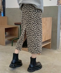 ハイウエストレオパード柄スカート