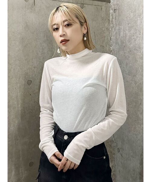 MURUA（ムルーア）の「シアータートルネックカットソー（Tシャツ/カットソー・レディース・ブラック/ホワイト/ブルー/ライトイエロー・FREE）」の11枚目の写真