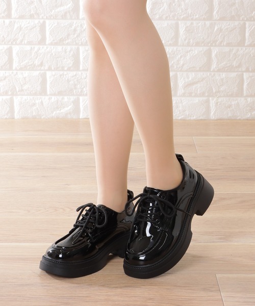 Lace Ladies(レースレディース)の「レザー調 レースアップ 厚底 シューズ(パンプス・レディース・ブラック系2/ブラック系1・23/24/22.5/24.5/23.5/ 25)」の10枚目の写真