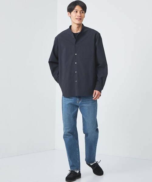 green label relaxing(グリーンレーベルリラクシング)の「FREELITCH ジャストルーズ バンドカラー シャツ -2WAYストレッチ・防シワ・吸水速乾-(シャツ/ブラウス・メンズ・ネイビー/ブラック・M/S/L/XL)」の8枚目の写真