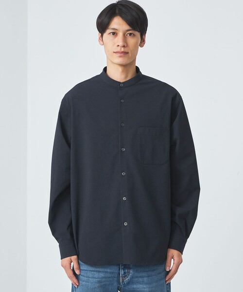 green label relaxing(グリーンレーベルリラクシング)の「FREELITCH ジャストルーズ バンドカラー シャツ -2WAYストレッチ・防シワ・吸水速乾-(シャツ/ブラウス・メンズ・ネイビー/ブラック・M/S/L/XL)」の10枚目の写真