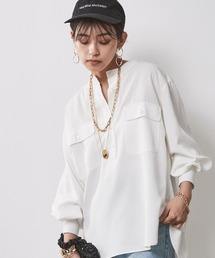 CHIC STYLE | 大きいサイズ 衿リブブラウス シックスタイル(シャツ/ブラウス)
