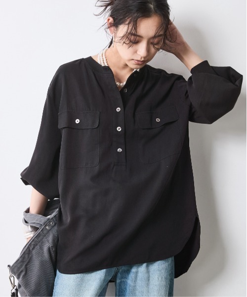 ブラウス シャツ 衿リブブラウス 「大きいサイズ有」シックスタイル レディース CHIC STYLE ブラウス シャツ 衿リブブラウス 「大きいサイズ有