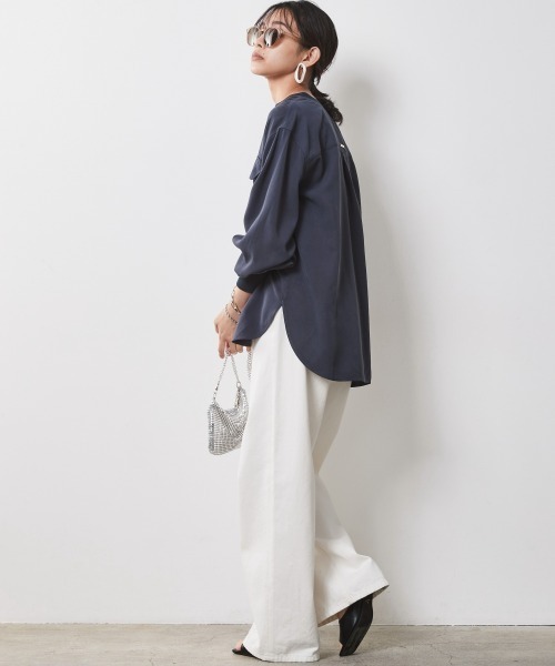 CHIC STYLE（シックスタイル）の「衿リブブラウス ＜大きいサイズ有＞シックスタイル（シャツ/ブラウス・レディース・オフホワイト/ネイビー/ライトベージュ/ブラック・LL/4L/3L/L/5L/M）」の13枚目の写真