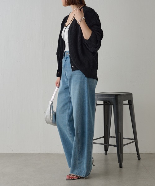 COLLAGE GALLARDAGALANTE（コラージュガリャルダガランテ）の「リネン畦カーデ（カーディガン/ボレロ・レディース・アイボリー/ライトグレー/ブラック・FREE）」の19枚目の写真