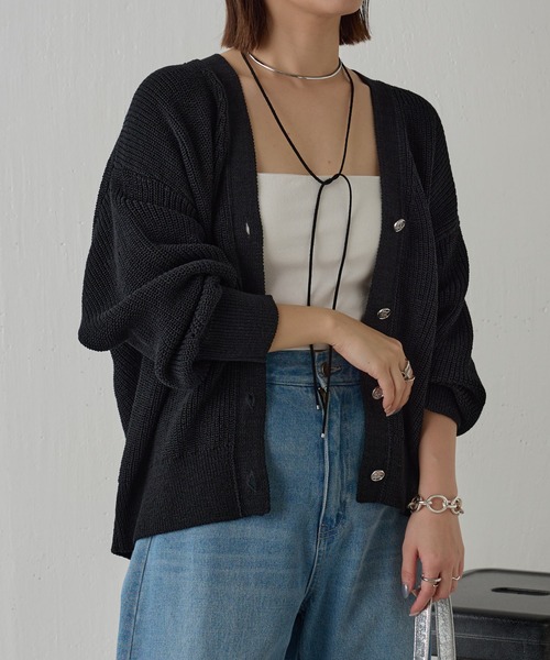 COLLAGE GALLARDAGALANTE（コラージュガリャルダガランテ）の「リネン畦カーデ（カーディガン/ボレロ・レディース・アイボリー/ライトグレー/ブラック・FREE）」の16枚目の写真
