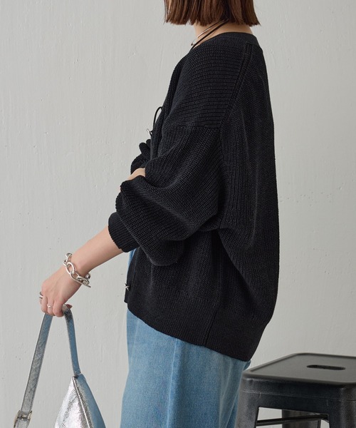 COLLAGE GALLARDAGALANTE（コラージュガリャルダガランテ）の「リネン畦カーデ（カーディガン/ボレロ・レディース・アイボリー/ライトグレー/ブラック・FREE）」の18枚目の写真