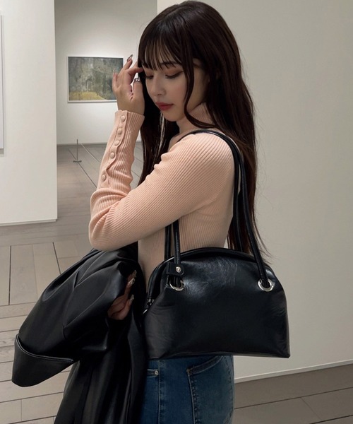 RiLi（リリ）の「袖ボタンタートルネックリブニット【RL】（ニット/セーター・レディース・オートミール/ピンク/ライトブルー・FREE）」の3枚目の写真