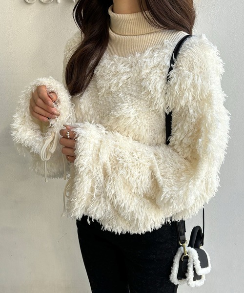 RiLi（リリ）の「袖ボタンタートルネックリブニット【RL】（ニット/セーター・レディース・オートミール/ピンク/ライトブルー・FREE）」の5枚目の写真