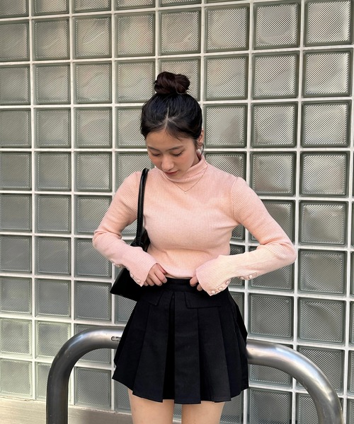 RiLi（リリ）の「袖ボタンタートルネックリブニット【RL】（ニット/セーター・レディース・オートミール/ピンク/ライトブルー・FREE）」の22枚目の写真