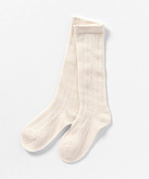 p.premier（ピードットプルミエ）の「透かし編みハイソックス（ソックス/靴下・キッズ・アイボリー/ピンク/イエロー・12/15 /18/21）」の2枚目の写真
