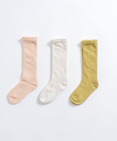 p.premier（ピードットプルミエ）の「透かし編みハイソックス（ソックス/靴下・キッズ・アイボリー/ピンク/イエロー・12/15 /18/21）」の8枚目の写真