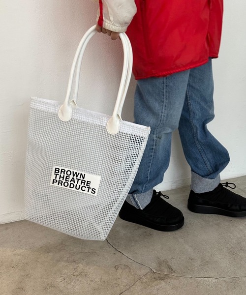 THEATRE PRODUCTS（シアタープロダクツ）の「BROWNネームメッシュトート-M-（トートバッグ・レディース・アイボリー/ブラック・FREE）」の6枚目の写真