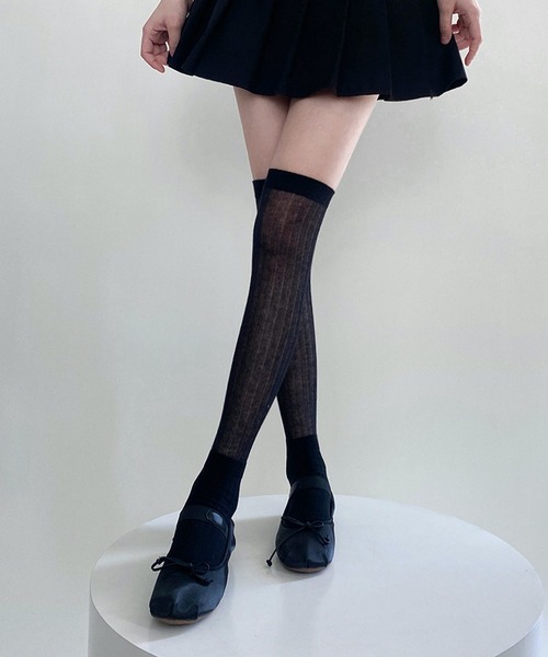 HALEY PESCA（ヘーリーペスカ）の「HALEY PESCA/シースルー　ルーズハイソックス（ソックス/靴下・レディース・ダークグレー/グレー/ブラック/ホワイト/ピンク・FREE）」の10枚目の写真