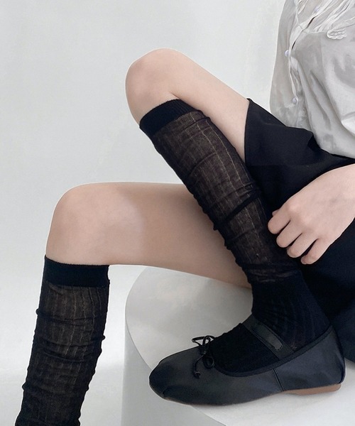 HALEY PESCA（ヘーリーペスカ）の「HALEY PESCA/シースルー　ルーズハイソックス（ソックス/靴下・レディース・ダークグレー/グレー/ブラック/ホワイト/ピンク・FREE）」の13枚目の写真