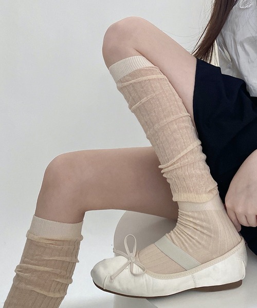 HALEY PESCA（ヘーリーペスカ）の「HALEY PESCA/シースルー　ルーズハイソックス（ソックス/靴下・レディース・ダークグレー/グレー/ブラック/ホワイト/ピンク・FREE）」の14枚目の写真