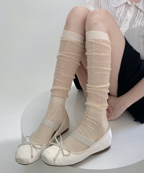 HALEY PESCA（ヘーリーペスカ）の「HALEY PESCA/シースルー　ルーズハイソックス（ソックス/靴下・レディース・ダークグレー/グレー/ブラック/ホワイト/ピンク・FREE）」の15枚目の写真