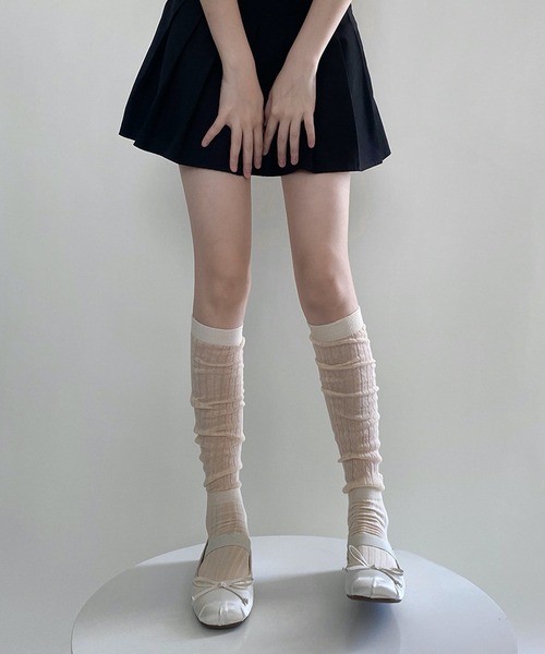 HALEY PESCA（ヘーリーペスカ）の「HALEY PESCA/シースルー　ルーズハイソックス（ソックス/靴下・レディース・ダークグレー/グレー/ブラック/ホワイト/ピンク・FREE）」の16枚目の写真