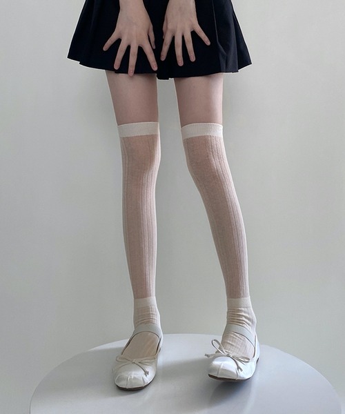 HALEY PESCA（ヘーリーペスカ）の「HALEY PESCA/シースルー　ルーズハイソックス（ソックス/靴下・レディース・ダークグレー/グレー/ブラック/ホワイト/ピンク・FREE）」の17枚目の写真