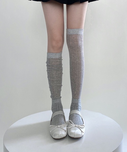 HALEY PESCA（ヘーリーペスカ）の「HALEY PESCA/シースルー　ルーズハイソックス（ソックス/靴下・レディース・ダークグレー/グレー/ブラック/ホワイト/ピンク・FREE）」の19枚目の写真