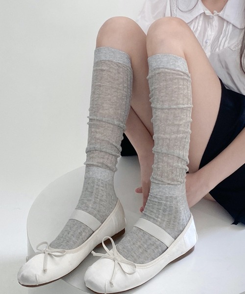 HALEY PESCA（ヘーリーペスカ）の「HALEY PESCA/シースルー　ルーズハイソックス（ソックス/靴下・レディース・ダークグレー/グレー/ブラック/ホワイト/ピンク・FREE）」の20枚目の写真