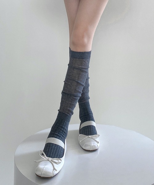 HALEY PESCA（ヘーリーペスカ）の「HALEY PESCA/シースルー　ルーズハイソックス（ソックス/靴下・レディース・ダークグレー/グレー/ブラック/ホワイト/ピンク・FREE）」の22枚目の写真