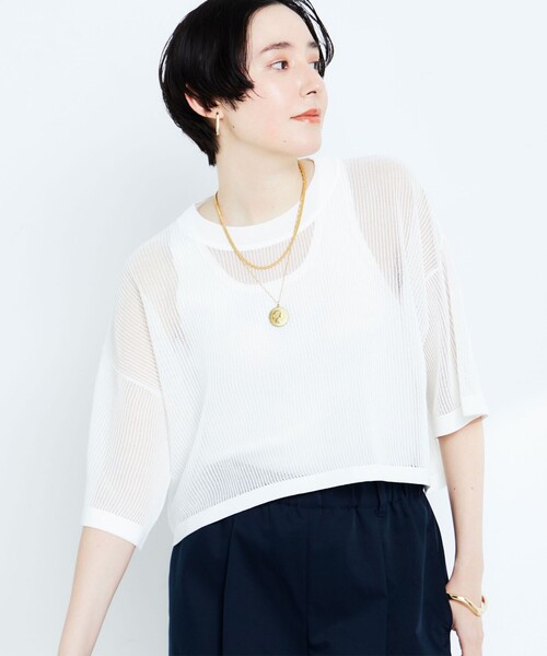 2nd NOLLEY'S - 未使用 2nd NOLLEY'S ノーリーズ✴︎メッシュ5分袖プルオーバーニット NOLLEY'S（ノーリーズ）の「《アンサンブル対応》《手洗い可能